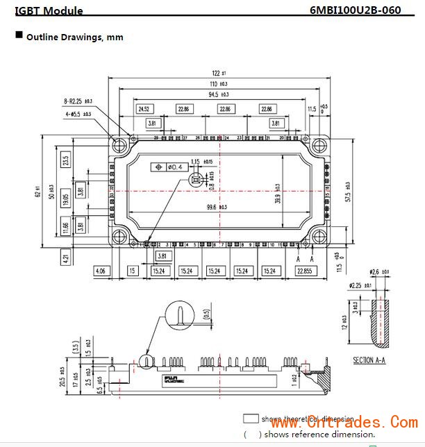 富士IGBT模块6MBI100U2B-060结构图